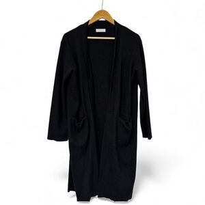 Oak + Fort Black Longline Cardigan Minimalist Knit Sweater Coat S